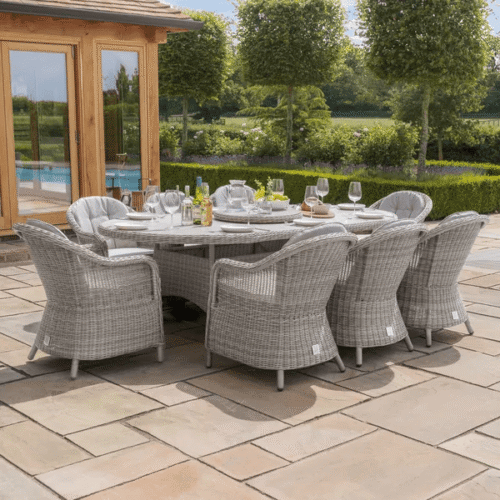 g-2.png Oxford 8 Seat Oval Dining Set with Heritage Dining Chairs & Woven Lazy Susan - Ceramic Glass