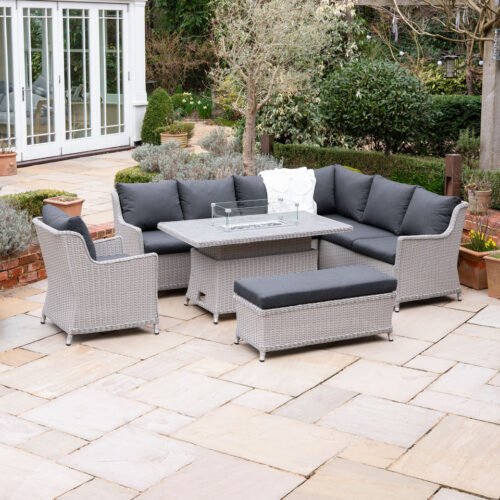 W25273-image-1-2025-04-25-07-18-37 1 Talia L-Shaped Corner Rattan Lounge Dining Set with Armchair and Bench - Rising Gas Fire Pit Table in White Wash