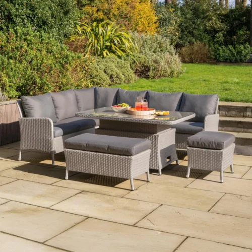 emily-l-shaped-corner-rattan-lounge-dining-set-rise-fall-table-aluminium-frame-moon-grey (1) 1 Amily L-Shaped Corner Rattan Lounge Dining Set with Stool and Bench - Rising Table in Moon Grey